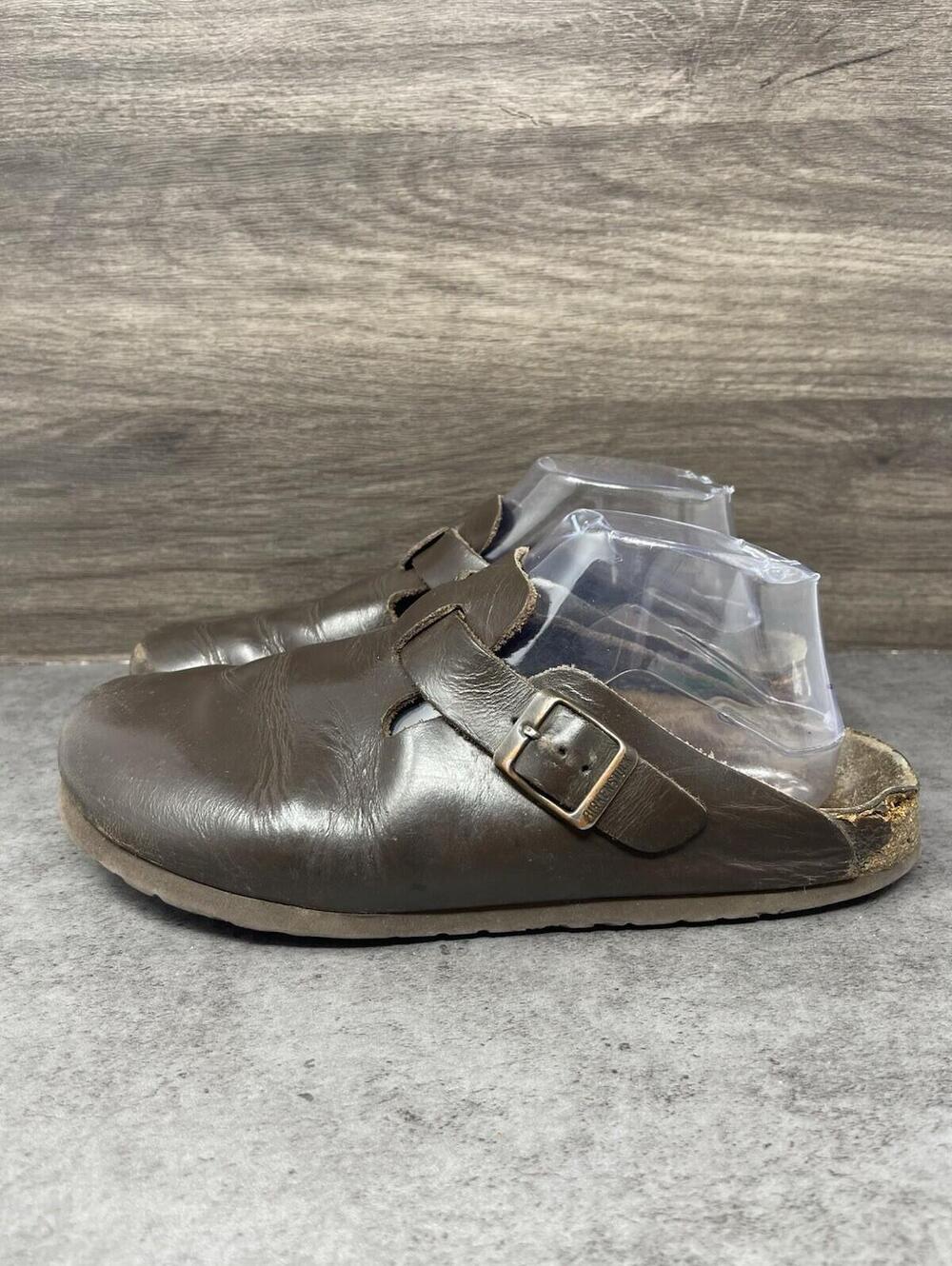 Birkenstock Boston Clogs Womens Size 9 (40) Brown Leather Slip On Shoes